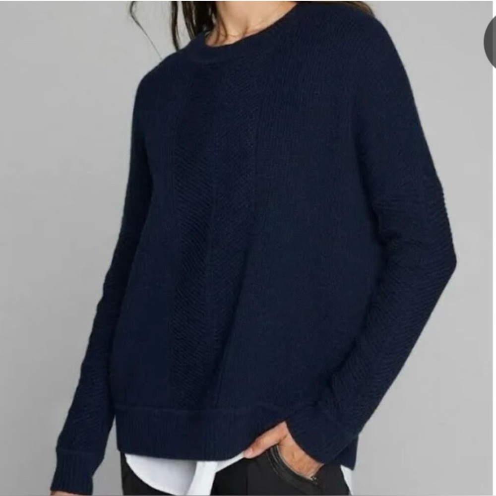 Athleta Habitat Cashmere Wool‎ Ribbed Sweater Women's XXS Navy Academia Boho Y2K